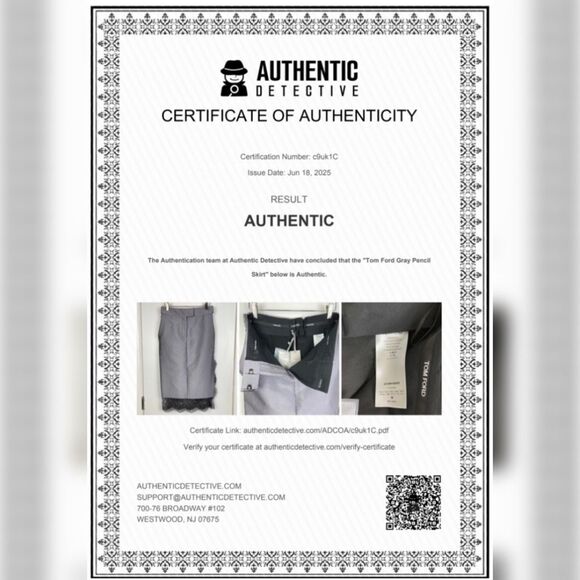 Tom Ford NWT Smoke Black Lace Hem Pencil Side Slit Skirt Cotton Silk IT 38 US 4 - Picture 13 of 15